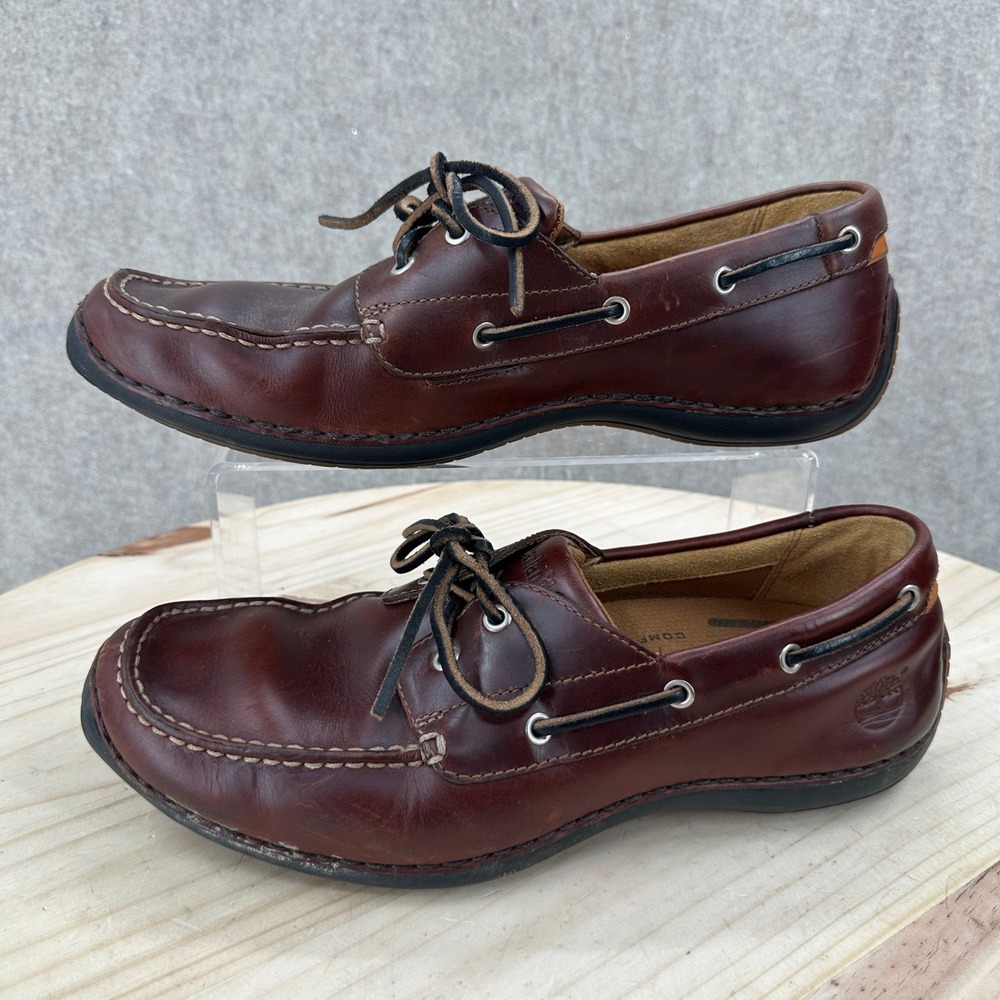 Timberland Annapolis 2-Eye Moc-Toe Boat Shoes Mens 9N Brown Leather 74013